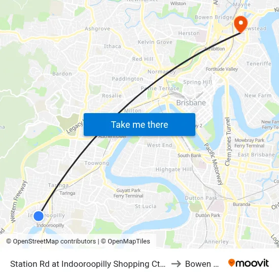 Station Rd at Indooroopilly Shopping Ctr, Stop E to Bowen Hills map