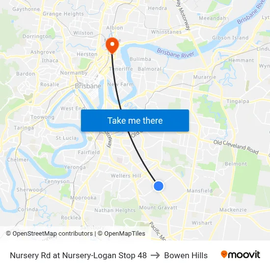 Nursery Rd at Nursery-Logan Stop 48 to Bowen Hills map