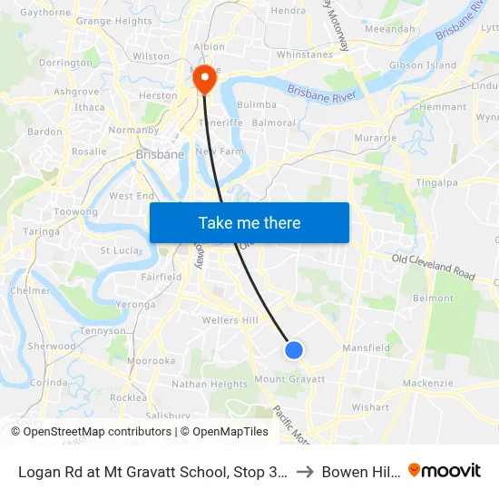 Logan Rd at Mt Gravatt School, Stop 35s to Bowen Hills map