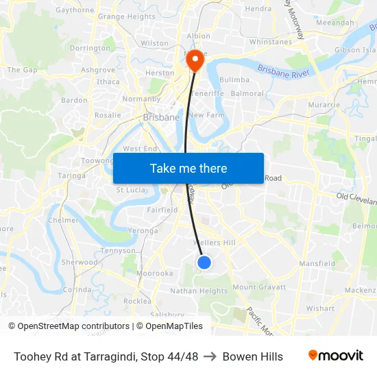 Toohey Rd at Tarragindi, Stop 44/48 to Bowen Hills map