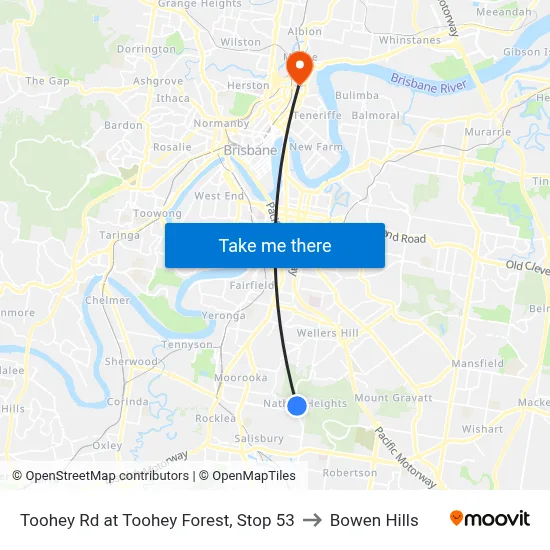 Toohey Rd at Toohey Forest, Stop 53 to Bowen Hills map