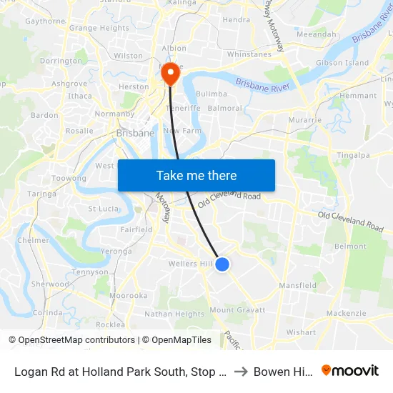 Logan Rd at Holland Park South, Stop 31 to Bowen Hills map