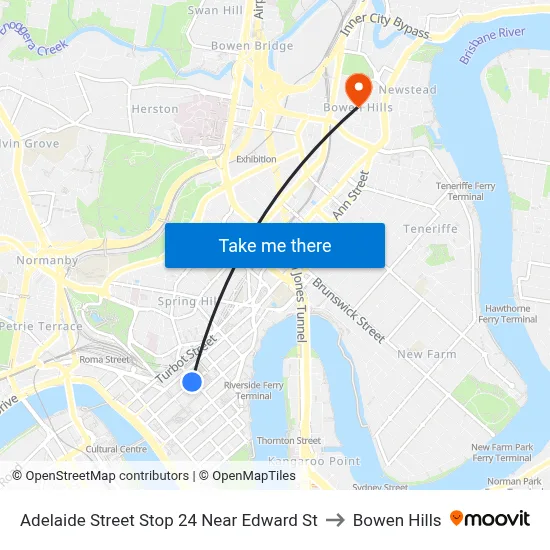 Adelaide Street Stop 24 Near Edward St to Bowen Hills map