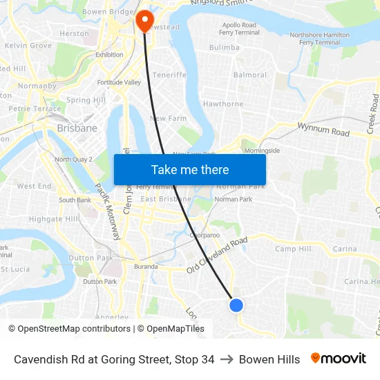 Cavendish Rd at Goring Street, Stop 34 to Bowen Hills map