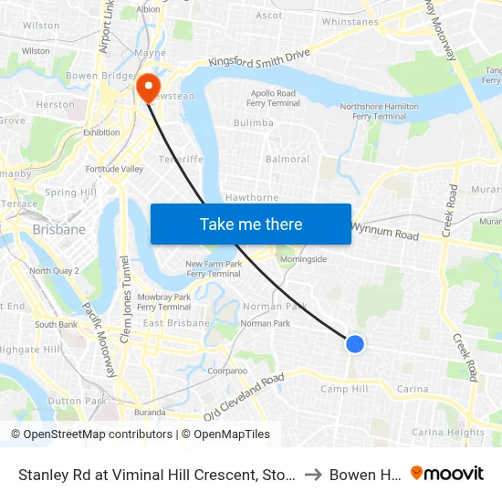 Stanley Rd at Viminal Hill Crescent, Stop 35a to Bowen Hills map