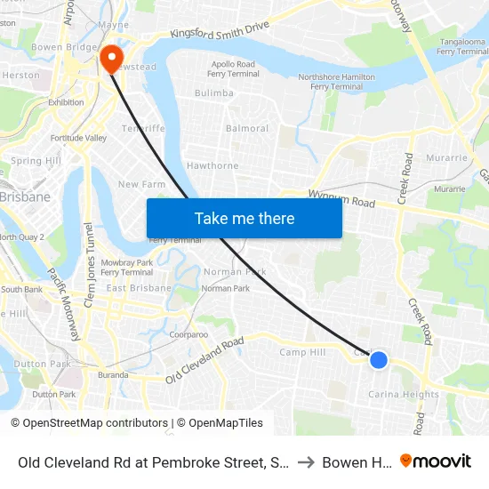 Old Cleveland Rd at Pembroke Street, Stop 36 to Bowen Hills map