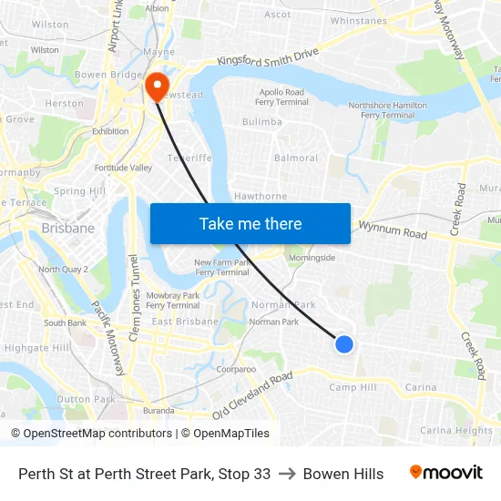 Perth St at Perth Street Park, Stop 33 to Bowen Hills map