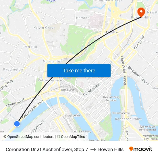 Coronation Dr at Auchenflower, Stop 7 to Bowen Hills map