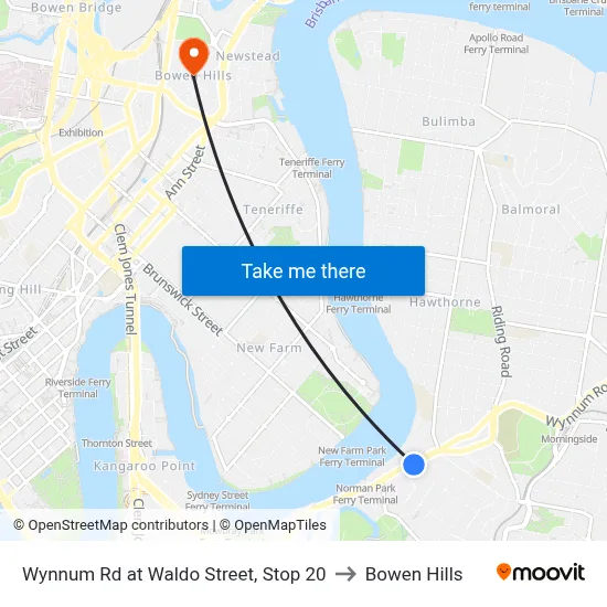 Wynnum Rd at Waldo Street, Stop 20 to Bowen Hills map