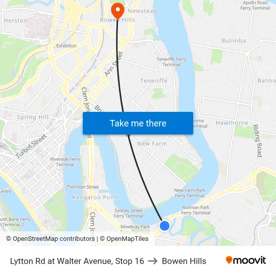 Lytton Rd at Walter Avenue, Stop 16 to Bowen Hills map