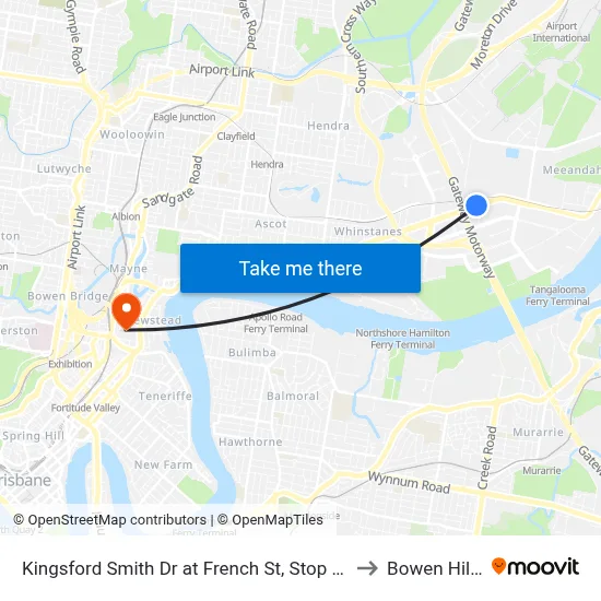 Kingsford Smith Dr at French St, Stop 40 to Bowen Hills map