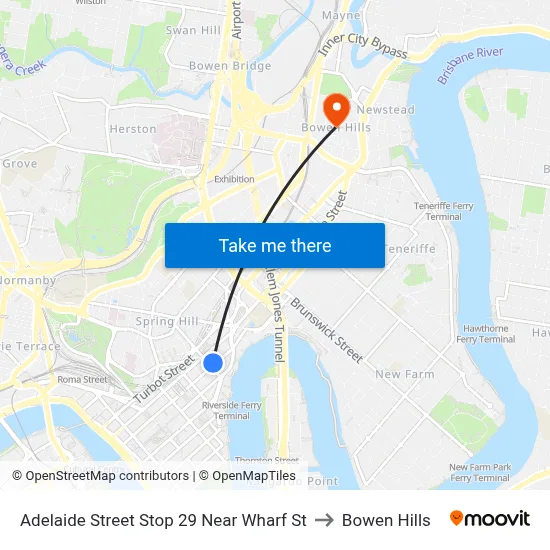 Adelaide Street Stop 29 Near Wharf St to Bowen Hills map