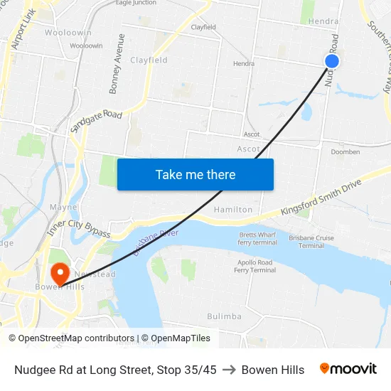 Nudgee Rd at Long Street, Stop 35/45 to Bowen Hills map