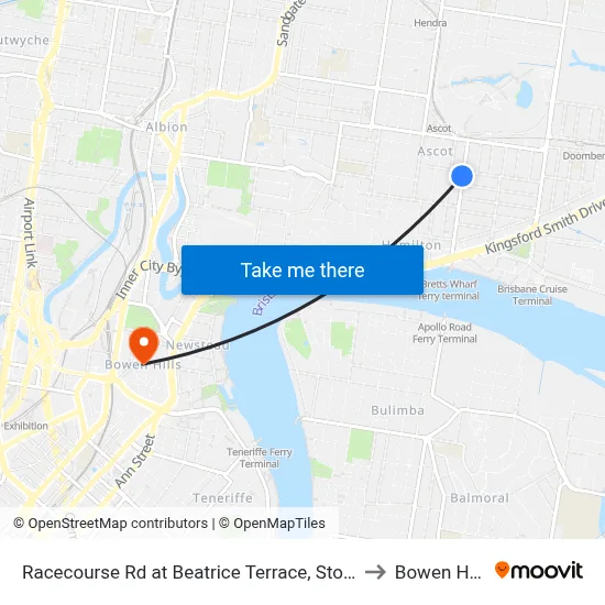 Racecourse Rd at Beatrice Terrace, Stop 22 to Bowen Hills map