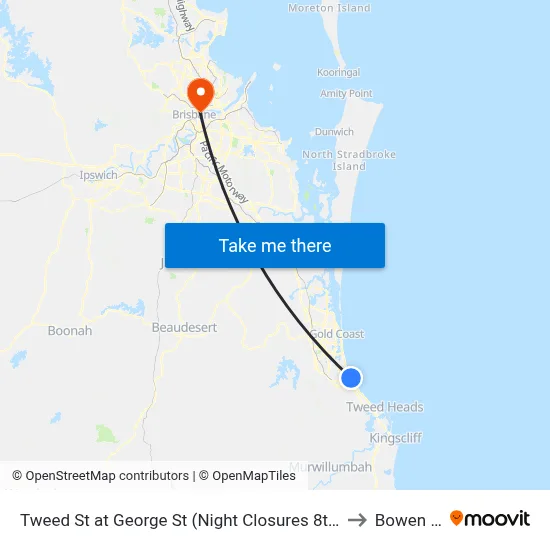 Tweed St at George St (Night Closures 8th Feb-2nd Mar) to Bowen Hills map