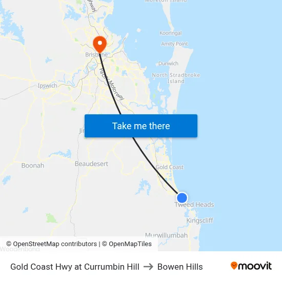 Gold Coast Hwy at Currumbin Hill to Bowen Hills map