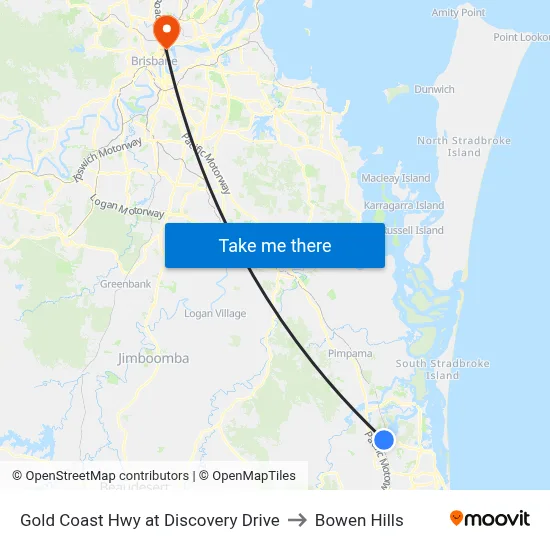 Gold Coast Hwy at Discovery Drive to Bowen Hills map