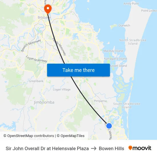 Sir John Overall Dr at Helensvale Plaza to Bowen Hills map