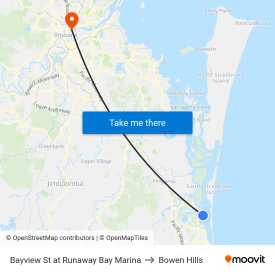 Bayview St at Runaway Bay Marina to Bowen Hills map