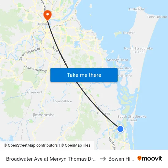 Broadwater Ave at Mervyn Thomas Drive to Bowen Hills map