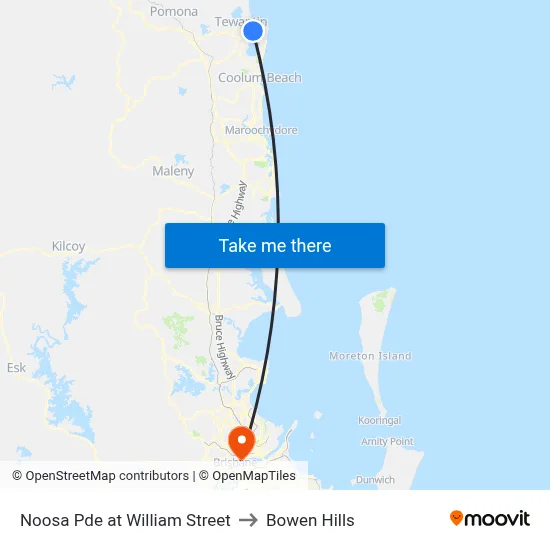 Noosa Pde at William Street to Bowen Hills map