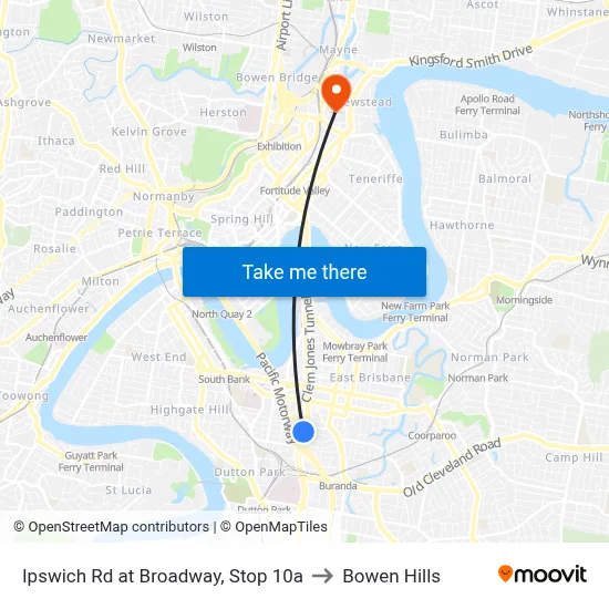 Ipswich Rd at Broadway, Stop 10a to Bowen Hills map