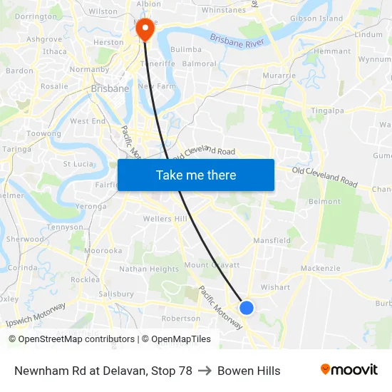 Newnham Rd at Delavan, Stop 78 to Bowen Hills map