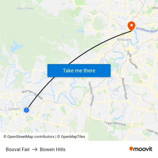 Booval Fair to Bowen Hills map