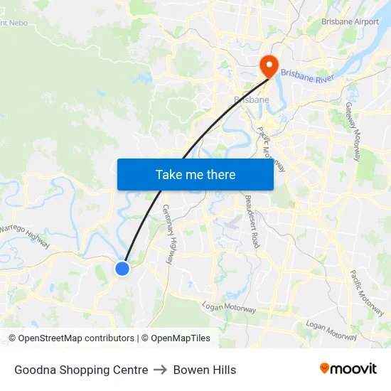 Goodna Shopping Centre to Bowen Hills map