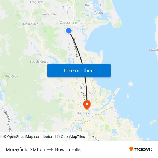 Morayfield Station to Bowen Hills map