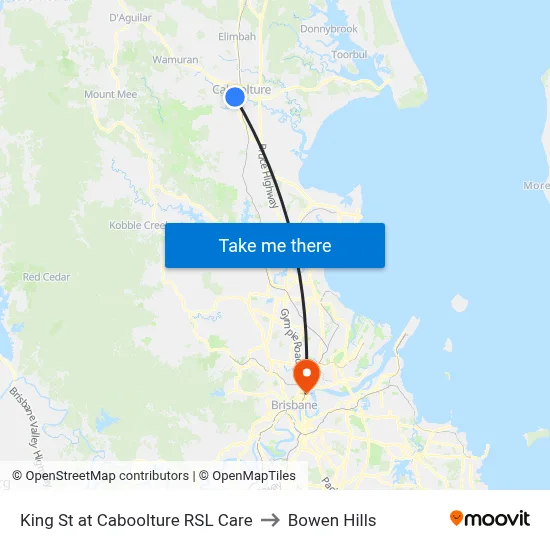King St at Caboolture RSL Care to Bowen Hills map