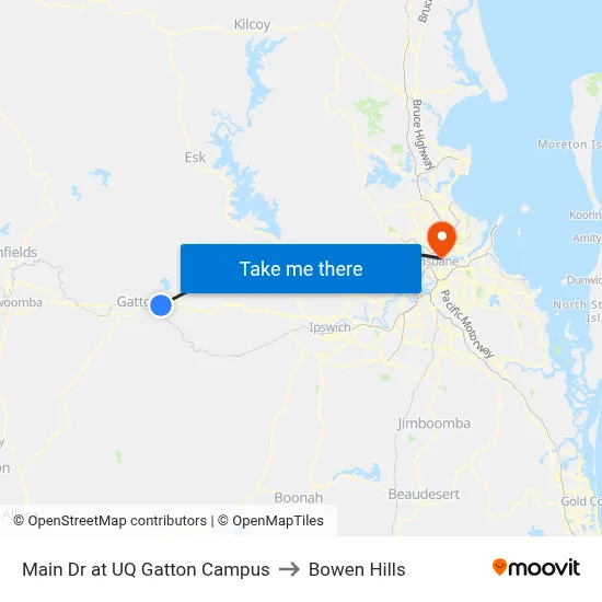 Main Dr at UQ Gatton Campus to Bowen Hills map