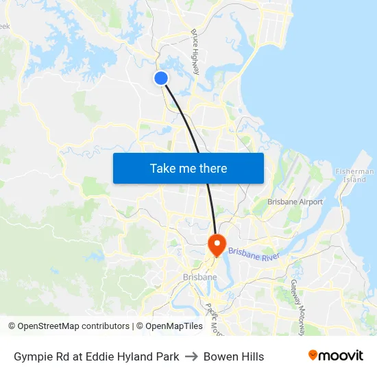 Gympie Rd at Eddie Hyland Park to Bowen Hills map