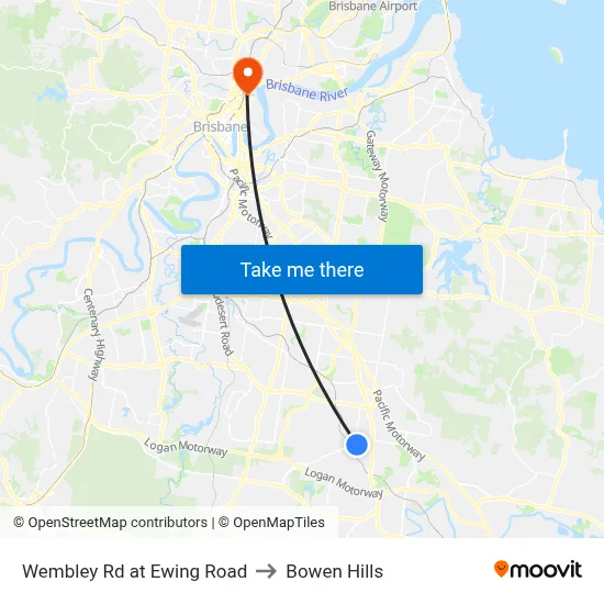 Wembley Rd at Ewing Road to Bowen Hills map
