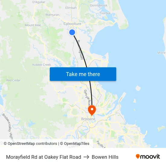 Morayfield Rd at Oakey Flat Road to Bowen Hills map