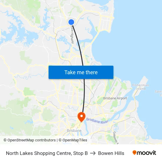 North Lakes Shopping Centre, Stop B to Bowen Hills map