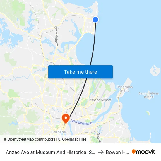 Anzac Ave at Museum And Historical Society to Bowen Hills map