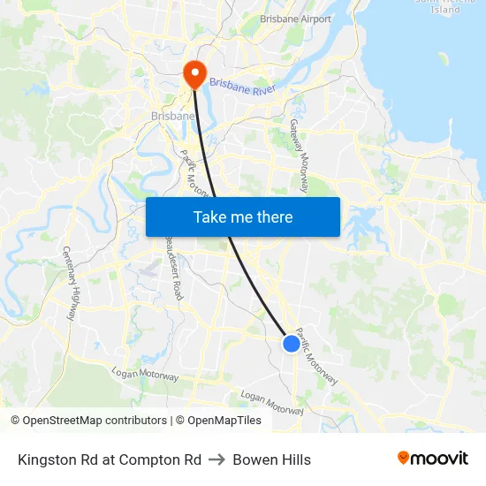 Kingston Rd at Compton Rd to Bowen Hills map
