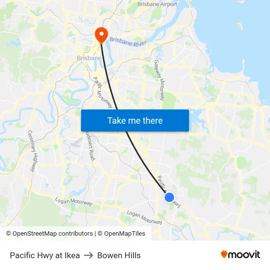 Pacific Hwy at Ikea to Bowen Hills map