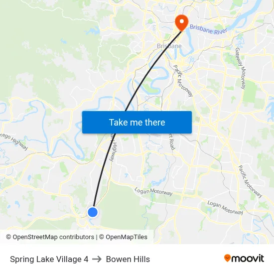 Spring Lake Village 4 to Bowen Hills map