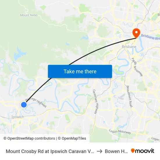 Mount Crosby Rd at Ipswich Caravan Village to Bowen Hills map