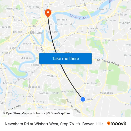 Newnham Rd at Wishart West, Stop 76 to Bowen Hills map