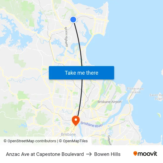 Anzac Ave at Capestone Boulevard to Bowen Hills map
