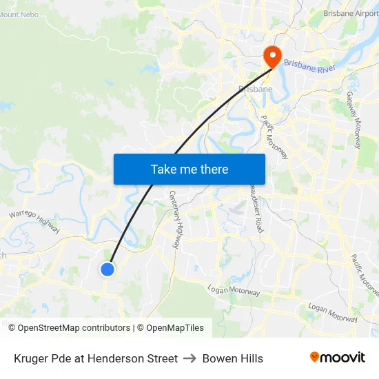 Kruger Pde at Henderson Street to Bowen Hills map