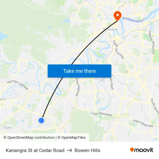Kanangra St at Cedar Road to Bowen Hills map