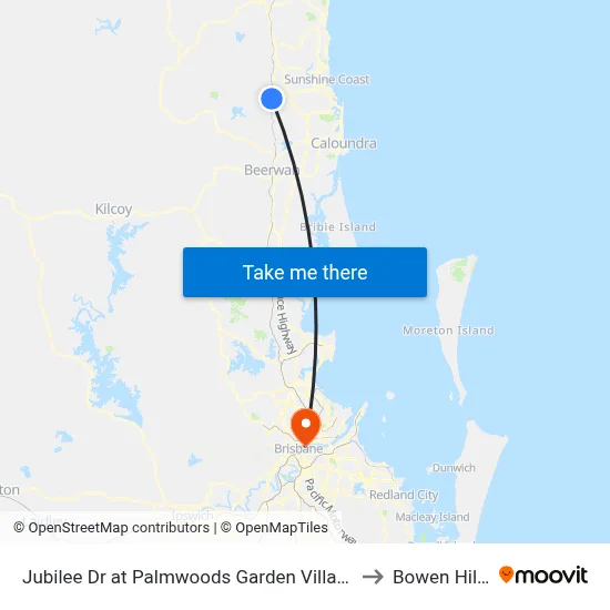 Jubilee Dr at Palmwoods Garden Village to Bowen Hills map