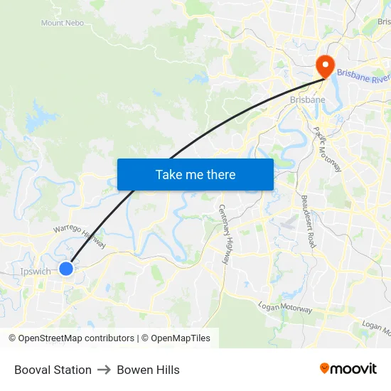 Booval Station to Bowen Hills map