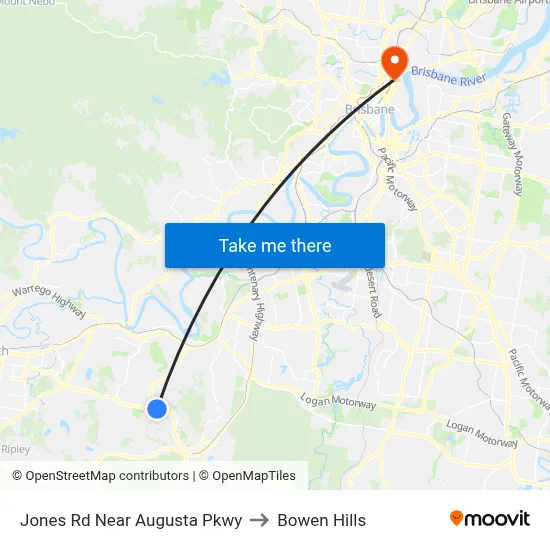 Jones Rd Near Augusta Pkwy to Bowen Hills map