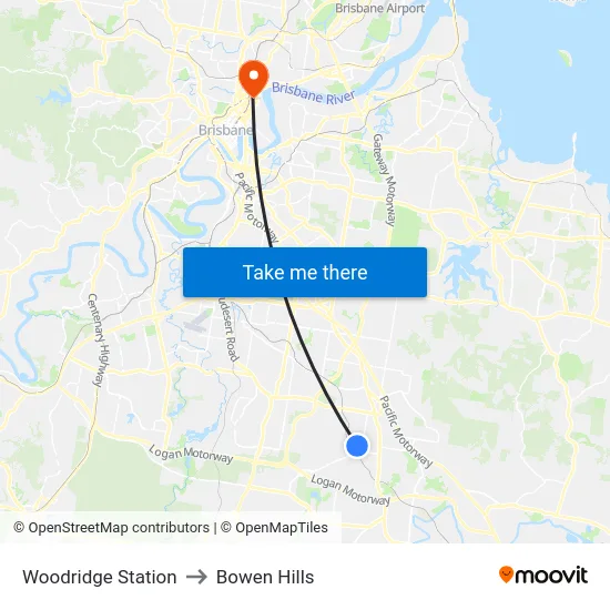 Woodridge Station to Bowen Hills map