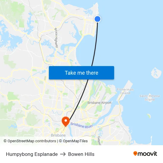 Humpybong Esplanade to Bowen Hills map